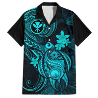 Hawaii Family Matching Mermaid Dress and Hawaiian Shirt Turtle Mix Polynesian Plumeria Turquoise Version - Wonder Print Shop