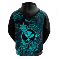 Hawaii Hoodie Turtle Mix Polynesian Plumeria Turquoise Version - Wonder Print Shop