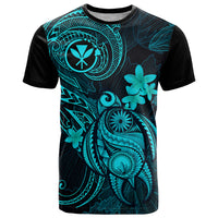 Hawaii T Shirt Turtle Mix Polynesian Plumeria Turquoise Version - Wonder Print Shop
