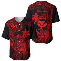 Hawaii Baseball Jersey Turtle Mix Polynesian Plumeria Red Version - Wonder Print Shop