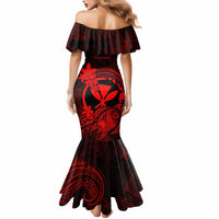 Hawaii Mermaid Dress Turtle Mix Polynesian Plumeria Red Version - Wonder Print Shop