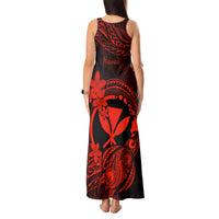 Hawaii Tank Maxi Dress Turtle Mix Polynesian Plumeria Red Version - Wonder Print Shop