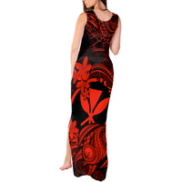 Hawaii Tank Maxi Dress Turtle Mix Polynesian Plumeria Red Version - Wonder Print Shop