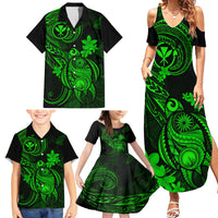 Hawaii Family Matching Summer Maxi Dress and Hawaiian Shirt Turtle Mix Polynesian Plumeria Green Version - Wonder Print Shop