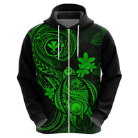 Hawaii Hoodie Turtle Mix Polynesian Plumeria Green Version - Wonder Print Shop