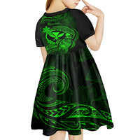 Hawaii Kid Short Sleeve Dress Turtle Mix Polynesian Plumeria Green Version - Wonder Print Shop