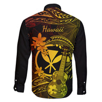 Hawaii Family Matching Off Shoulder Short Dress and Hawaiian Shirt Ukulele Mix Polynesian Plumeria Reggae Version - Wonder Print Shop