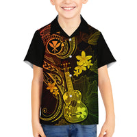 Hawaii Family Matching Puletasi Dress and Hawaiian Shirt Ukulele Mix Polynesian Plumeria Reggae Version - Wonder Print Shop