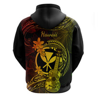 Hawaii Hoodie Ukulele Mix Polynesian Plumeria Reggae Version - Wonder Print Shop