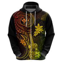 Hawaii Hoodie Ukulele Mix Polynesian Plumeria Reggae Version - Wonder Print Shop
