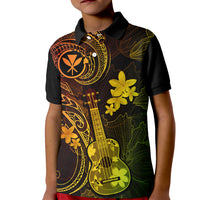 Hawaii Kid Polo Shirt Ukulele Mix Polynesian Plumeria Reggae Version - Wonder Print Shop