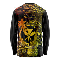 Hawaii Long Sleeve Shirt Ukulele Mix Polynesian Plumeria Reggae Version - Wonder Print Shop