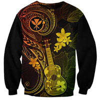 Hawaii Sweatshirt Ukulele Mix Polynesian Plumeria Reggae Version - Wonder Print Shop
