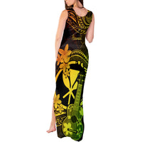 Hawaii Tank Maxi Dress Ukulele Mix Polynesian Plumeria Reggae Version - Wonder Print Shop