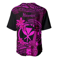 Hawaii Baseball Jersey Ukulele Mix Polynesian Plumeria Pink Version - Wonder Print Shop