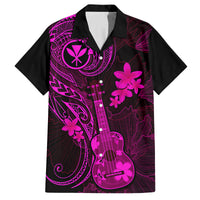 Hawaii Family Matching Summer Maxi Dress and Hawaiian Shirt Ukulele Mix Polynesian Plumeria Pink Version - Wonder Print Shop