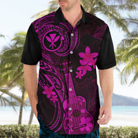 Hawaii Hawaiian Shirt Ukulele Mix Polynesian Plumeria Pink Version - Wonder Print Shop