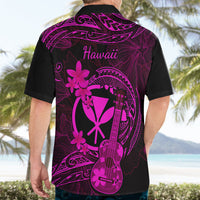 Hawaii Hawaiian Shirt Ukulele Mix Polynesian Plumeria Pink Version - Wonder Print Shop