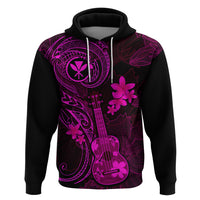 Hawaii Hoodie Ukulele Mix Polynesian Plumeria Pink Version - Wonder Print Shop