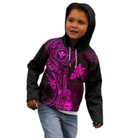 Hawaii Kid Hoodie Ukulele Mix Polynesian Plumeria Pink Version - Wonder Print Shop