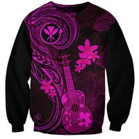 Hawaii Sweatshirt Ukulele Mix Polynesian Plumeria Pink Version - Wonder Print Shop