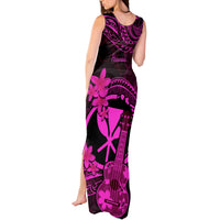 Hawaii Tank Maxi Dress Ukulele Mix Polynesian Plumeria Pink Version - Wonder Print Shop