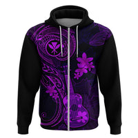 Hawaii Hoodie Ukulele Mix Polynesian Plumeria Purple Version - Wonder Print Shop