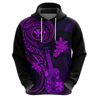 Hawaii Hoodie Ukulele Mix Polynesian Plumeria Purple Version - Wonder Print Shop