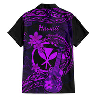 Hawaii Kid Hawaiian Shirt Ukulele Mix Polynesian Plumeria Purple Version - Wonder Print Shop