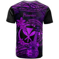 Hawaii T Shirt Ukulele Mix Polynesian Plumeria Purple Version - Wonder Print Shop