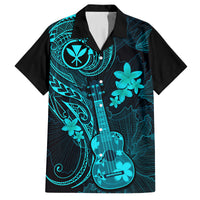 Hawaii Family Matching Tank Maxi Dress and Hawaiian Shirt Ukulele Mix Polynesian Plumeria Turquoise Version - Wonder Print Shop