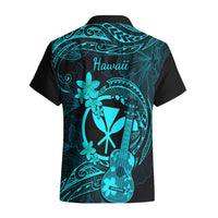 Hawaii Hawaiian Shirt Ukulele Mix Polynesian Plumeria Turquoise Version - Wonder Print Shop