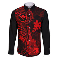 Hawaii Family Matching Mermaid Dress and Hawaiian Shirt Ukulele Mix Polynesian Plumeria Red Version - Wonder Print Shop