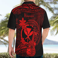 Hawaii Hawaiian Shirt Ukulele Mix Polynesian Plumeria Red Version - Wonder Print Shop
