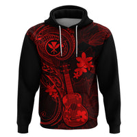 Hawaii Hoodie Ukulele Mix Polynesian Plumeria Red Version - Wonder Print Shop