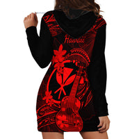 Hawaii Hoodie Dress Ukulele Mix Polynesian Plumeria Red Version - Wonder Print Shop
