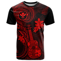 Hawaii T Shirt Ukulele Mix Polynesian Plumeria Red Version - Wonder Print Shop