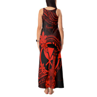 Hawaii Tank Maxi Dress Ukulele Mix Polynesian Plumeria Red Version - Wonder Print Shop