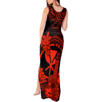 Hawaii Tank Maxi Dress Ukulele Mix Polynesian Plumeria Red Version - Wonder Print Shop