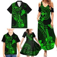 Hawaii Family Matching Summer Maxi Dress and Hawaiian Shirt Ukulele Mix Polynesian Plumeria Green Version - Wonder Print Shop