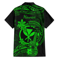 Hawaii Kid Hawaiian Shirt Ukulele Mix Polynesian Plumeria Green Version - Wonder Print Shop