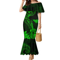 Hawaii Mermaid Dress Ukulele Mix Polynesian Plumeria Green Version - Wonder Print Shop