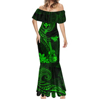 Hawaii Mermaid Dress Ukulele Mix Polynesian Plumeria Green Version - Wonder Print Shop