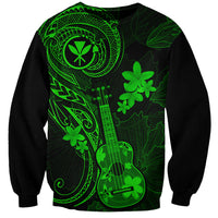 Hawaii Sweatshirt Ukulele Mix Polynesian Plumeria Green Version - Wonder Print Shop