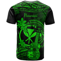Hawaii T Shirt Ukulele Mix Polynesian Plumeria Green Version - Wonder Print Shop