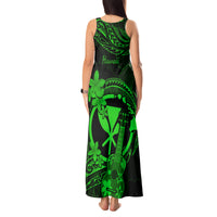 Hawaii Tank Maxi Dress Ukulele Mix Polynesian Plumeria Green Version - Wonder Print Shop