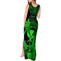 Hawaii Tank Maxi Dress Ukulele Mix Polynesian Plumeria Green Version - Wonder Print Shop