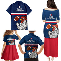 France Rugby Family Matching Puletasi Dress and Hawaiian Shirt World Cup Allez Les Bleus 2023 Mascot - Wonder Print Shop