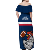 France Rugby Off Shoulder Maxi Dress World Cup Allez Les Bleus 2023 Mascot - Wonder Print Shop