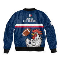France Rugby Sleeve Zip Bomber Jacket World Cup Allez Les Bleus 2023 Mascot - Wonder Print Shop